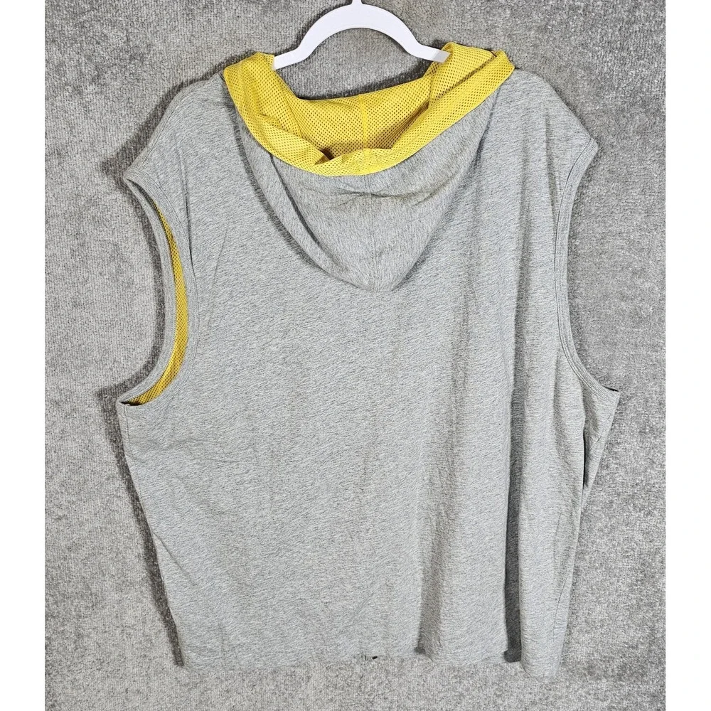 Nautica‎ Jeans Sleeveless Hooded Zip Up Jacket Mens XXL Gray Yellow Pockets New
